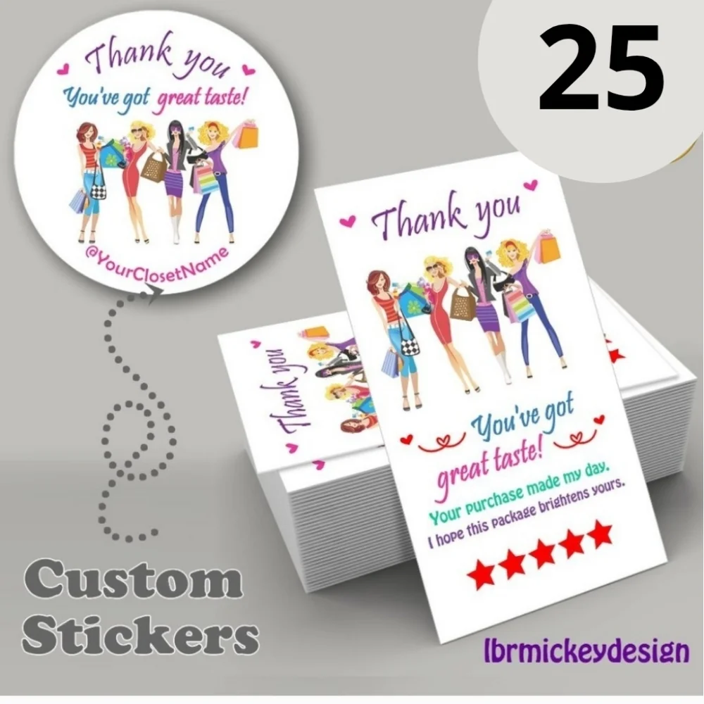 25 Thank you cards & 25 Stickers